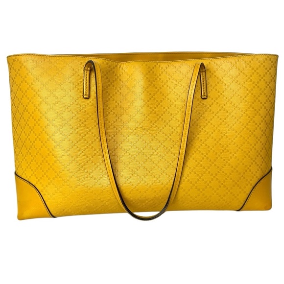 Authentic GUCCI Diamante Bright Yellow Tote Bag Handbag - Picture 5 of 14